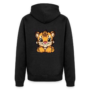 Adorable dessin animé enfant Tigre - Veste à capuche bio Premium Unisexe - noir - Dos - Nico (187cm)