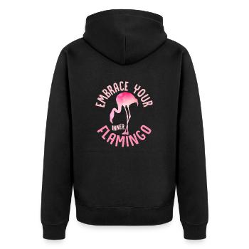 Embrassez votre flamant rose intérieur mignon oiseau rose - Veste à capuche bio Premium Unisexe - noir - Dos - Nico (187cm)