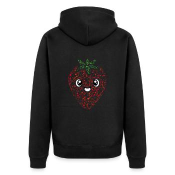 Erdbeere Kind Süß Farben Geschenk Tier Kreativ - Unisex Premium Bio Zip Hoodie - Schwarz - Hinten - Nico (187cm)