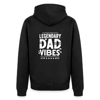 Legendäre Dad-Vibes - Unisex Premium Bio Zip Hoodie - Schwarz - Hinten - Nico (187cm)