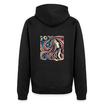 Abstract Woman – Flood of Colors and Flowing Lines - Unisex Premium Organic Zip Hoodie - black - Back - Nico (187cm)