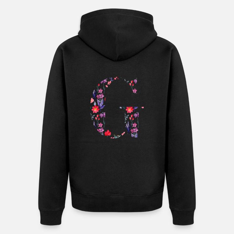 Personalisierter Blumenbuchstabe g - Geschenkidee - Unisex Premium Bio Zip Hoodie - Schwarz