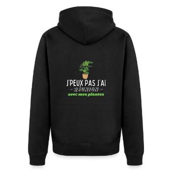 J'peux pas, j'ai réunion avec mes plantes - Veste à capuche bio Premium Unisexe - noir - Dos - Nico (187cm)