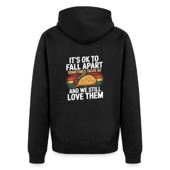 Self-love and a smile - Unisex Premium Organic Zip Hoodie - black - Back - Nico (187cm)
