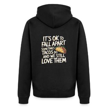 Liebe für Menschlichkeit und Tacos - Unisex Premium Bio Zip Hoodie - Schwarz - Hinten - Nico (187cm)