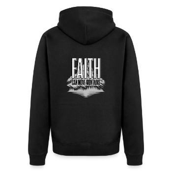 Lebensmotto: Glaube an deine Kraft - Unisex Premium Bio Zip Hoodie - Schwarz - Hinten - Nico (187cm)