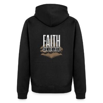 Motivational Saying: Faith Can Move Mountains - Unisex Premium Organic Zip Hoodie - black - Back - Nico (187cm)