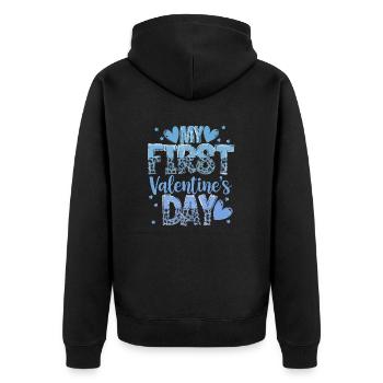 xoxo love you amore Blumen Frauen Valentinstag 14 - Unisex Premium Bio Zip Hoodie - Schwarz - Hinten - Nico (187cm)