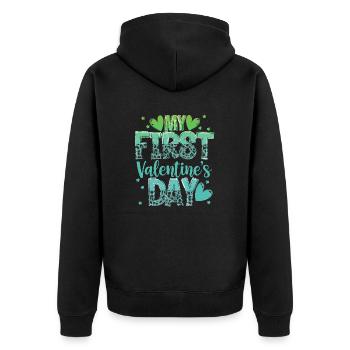 xoxo love you amore Blumen Frauen Valentinstag 14 - Unisex Premium Bio Zip Hoodie - Schwarz - Hinten - Nico (187cm)