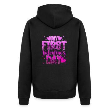 xoxo love you amore Blumen Frauen Valentinstag 14 - Unisex Premium Bio Zip Hoodie - Schwarz - Hinten - Nico (187cm)