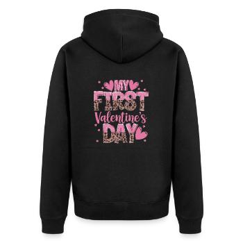 xoxo love you amore Blumen Frauen Valentinstag 14 - Unisex Premium Bio Zip Hoodie - Schwarz - Hinten - Nico (187cm)