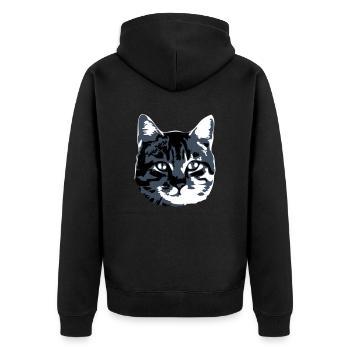 Katze Realistisch Haustier Süß Niedlich Kätzchen - Unisex Premium Bio Zip Hoodie - Schwarz - Hinten - Nico (187cm)