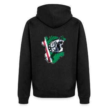 (RU) Tschetschenien Flagge in eigener Landkarte - Unisex Premium Bio Zip Hoodie - Schwarz - Hinten - Nico (187cm)