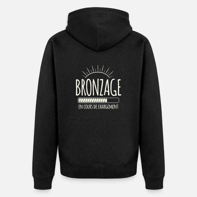 Tan Loading, Été, Vacances, Français - Veste à capuche bio Premium Unisexe - noir