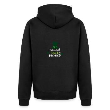 Keltischer Charme: Trinken mit Stolz - Unisex Premium Bio Zip Hoodie - Schwarz - Hinten - Nico (187cm)