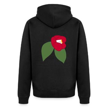 Elegante Rote Kamelienblüte Illustration1 - Unisex Premium Bio Zip Hoodie - Schwarz - Hinten - Nico (187cm)