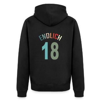 18. Geburtstag Geschenkidee Achtzehn - Unisex Premium Bio Zip Hoodie - Schwarz - Hinten - Nico (187cm)