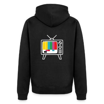 Test Pattern Retro TV Pattern - Unisex Premium Organic Zip Hoodie - black - Back - Nico (187cm)