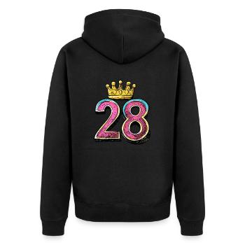 28 Nombre Couronne - Veste à capuche bio Premium Unisexe - noir - Dos - Nico (187cm)