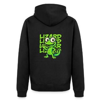 Funny Cartoon Gecko – Tendance Reptile Vert - Veste à capuche bio Premium Unisexe - noir - Dos - Nico (187cm)