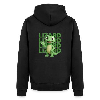 Lézard mignon drôle style de dessin animé - Veste à capuche bio Premium Unisexe - noir - Dos - Nico (187cm)