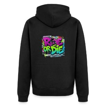 Ride or Die Skateboard Graffiti – Streetstyle - Unisex Premium Organic Zip Hoodie - black - Back - Nico (187cm)