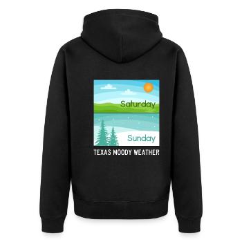 Texas Moody Weather Design für stolze Texaner - Unisex Premium Bio Zip Hoodie - Schwarz - Hinten - Nico (187cm)
