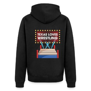 Texas wrestling design for proud Texas fans - Unisex Premium Organic Zip Hoodie - black - Back - Nico (187cm)
