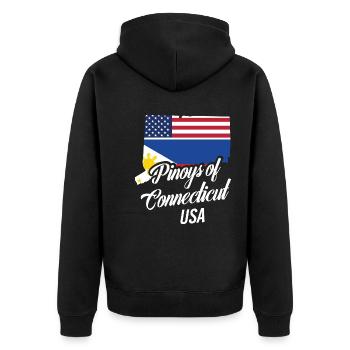 Filipinos of Connecticut Design für stolze Fil-Ams - Unisex Premium Bio Zip Hoodie - Schwarz - Hinten - Nico (187cm)