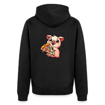 Drôle de cochon pizza dessin animé amateur de pizza - Veste à capuche bio Premium Unisexe - noir - Dos - Nico (187cm)