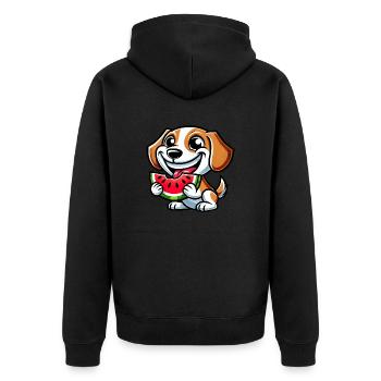 Beagle Wassermelone süßer Hund mit Melone Sommer - Unisex Premium Bio Zip Hoodie - Schwarz - Hinten - Nico (187cm)
