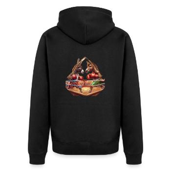 Tierische boxer - Unisex Premium Bio Zip Hoodie - Schwarz - Hinten - Nico (187cm)