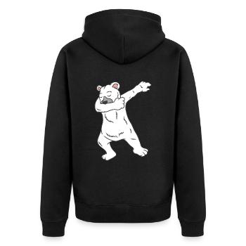 Weihnachten Eisbär Dabbing Polarbär Dab Design - Unisex Premium Bio Zip Hoodie - Schwarz - Hinten - Nico (187cm)