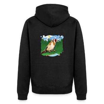 Vogel Stieglitz Eleganter Tierschutz - Unisex Premium Bio Zip Hoodie - Schwarz - Hinten - Nico (187cm)