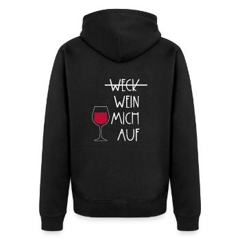 Weck Wein - Unisex Premium Bio Zip Hoodie - Schwarz - Hinten - Nico (187cm)