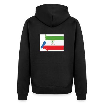 Flagge Äquatorialguinea, Map - Unisex Premium Bio Zip Hoodie - Schwarz - Hinten - Nico (187cm)