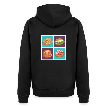 German Streetfood Kollektion - Unisex Premium Bio Zip Hoodie - Schwarz - Hinten - Nico (187cm)