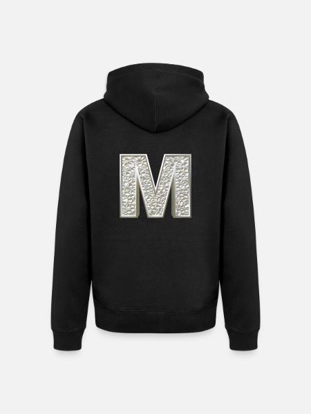 M, letter, letter M, initial, initial M, monogram, - Unisex Premium Organic Zip Hoodie - black