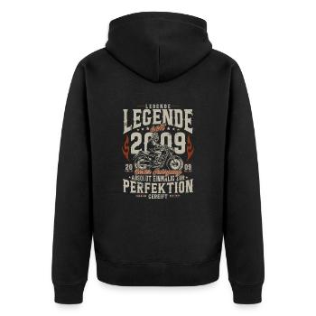 Cadeau moto d’anniversaire Living Legend 2009 - Veste à capuche bio Premium Unisexe - noir - Dos - Nico (187cm)