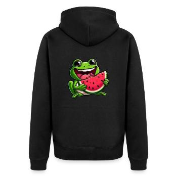 Drôle de grenouille pastèque conception de fruits d’été - Veste à capuche bio Premium Unisexe - noir - Dos - Nico (187cm)