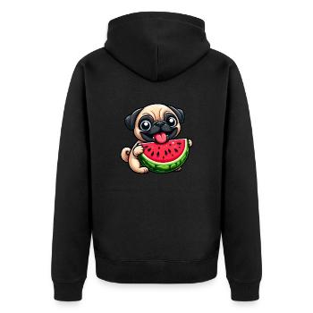 Sweet Pug Watermelon Summer Fruit Happy - Unisex Premium Organic Zip Hoodie - black - Back - Nico (187cm)