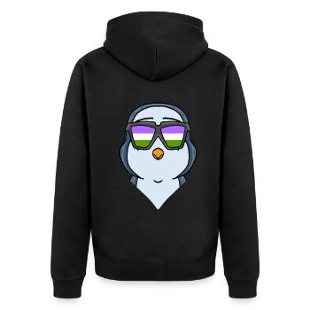 Pingouin Genderqueer - Veste à capuche bio Premium Unisexe - noir - Dos - Nico (187cm)