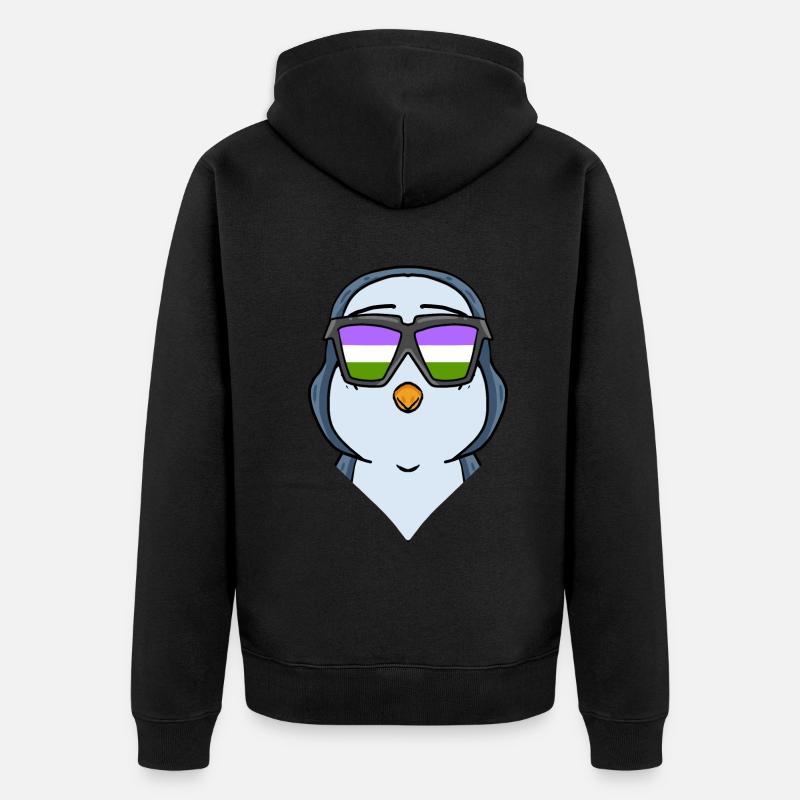 Pingouin Genderqueer - Veste à capuche bio Premium Unisexe - noir