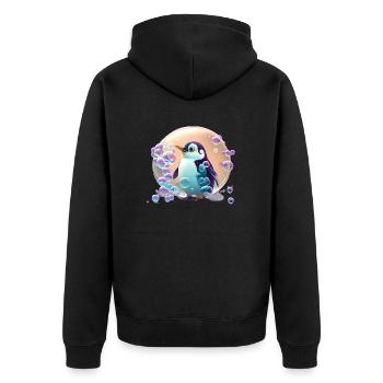 Super cute penguin plays with soap bubbles - Unisex Premium Organic Zip Hoodie - black - Back - Nico (187cm)