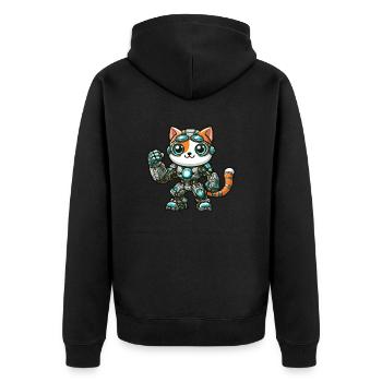 Cool Cartoon Cat Cat Robot Cyborg Mech - Unisex Premium Organic Zip Hoodie - black - Back - Nico (187cm)
