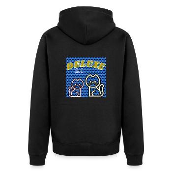 Deluxe 2.1 - Abbild - 2023 - Unisex Premium Bio Zip Hoodie - Schwarz - Hinten - Nico (187cm)