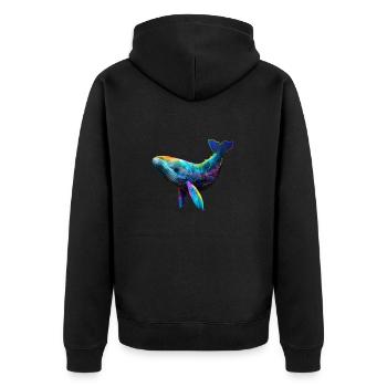 URSPRÜNGLICHER WAL - Unisex Premium Bio Zip Hoodie - Schwarz - Hinten - Nico (187cm)