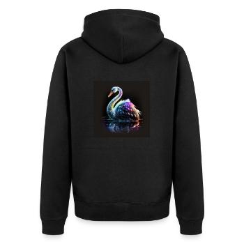 SCHWAN MIT SEINEM SPIEGELBILD - Unisex Premium Bio Zip Hoodie - Schwarz - Hinten - Nico (187cm)