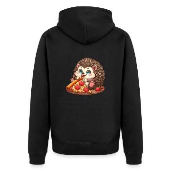 Cute hedgehog loves pizza pizza lovers funny - Unisex Premium Organic Zip Hoodie - black - Back - Nico (187cm)