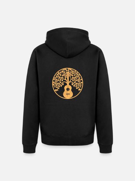 Ukulele Tree Mandala Sepia - Unisex Premium Organic Zip Hoodie - black